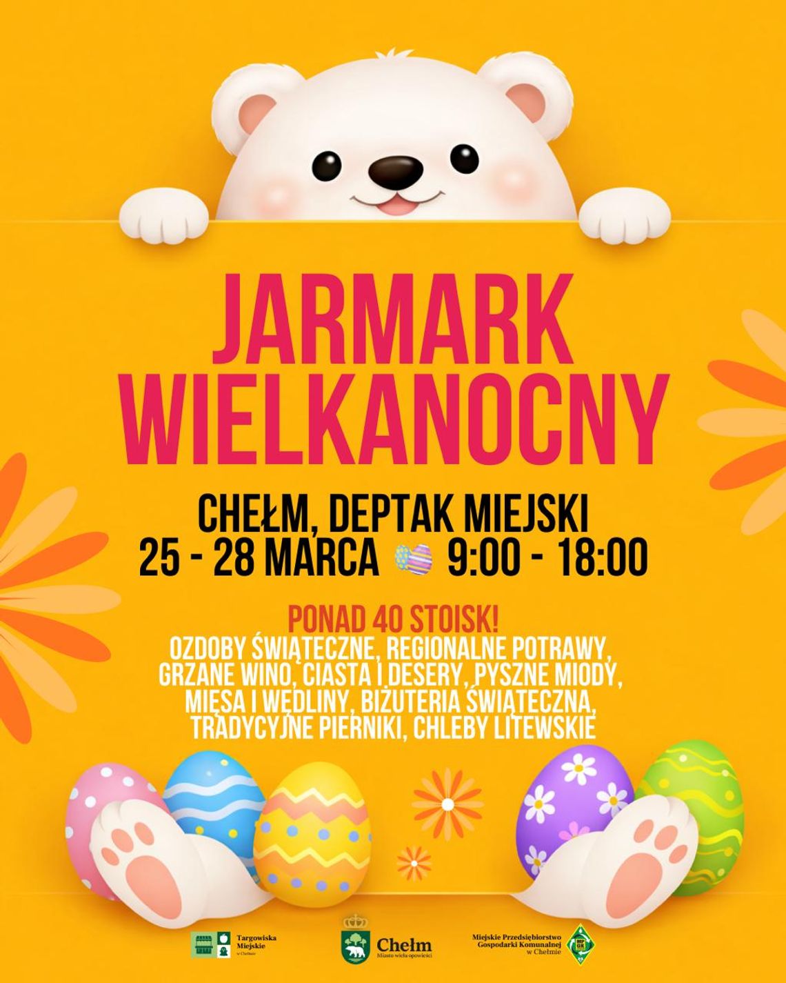 Chełm. Cztery dni przedświątecznych spotkań przy ulicy Lwowskiej Od środy 25 marca do soboty 28 marca na deptaku przy ulicy Lwowskiej zorganizowany zostanie Jarmark Wielkanocny.