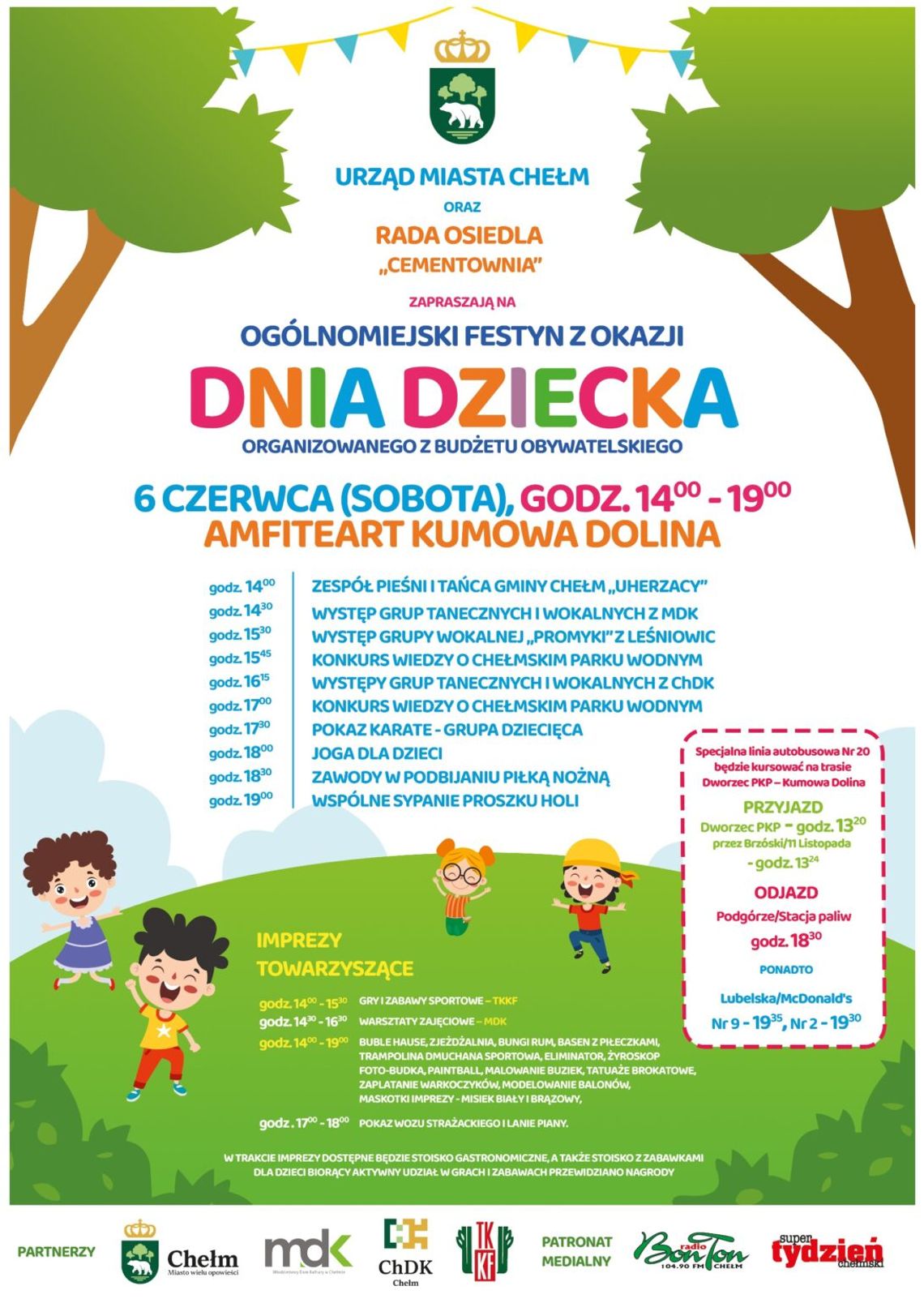 Chełm. Dzień Dziecka w Kumowej Dolinie. Bezpłatna zabawa, występy i kolorowe atrakcje 6 czerwca w Kumowej Dolinie w Chełmie odbędzie się bezpłatny Dzień Dziecka.
