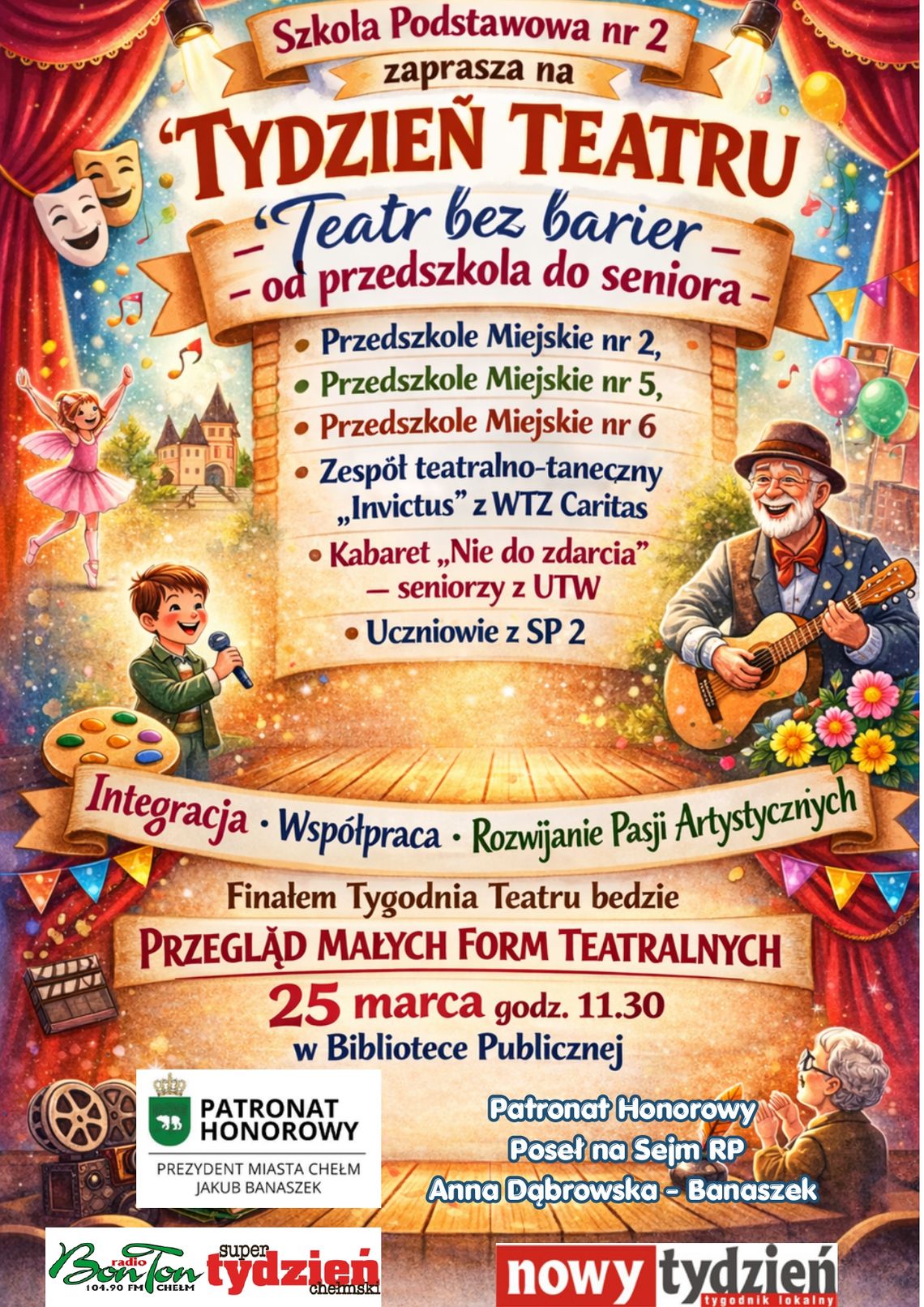 Nadchodzące obchody Międzynarodowego Dnia Teatru staną się w tym roku okazją do szeroko zakrojonych działań kulturalnych zainicjowanych przez Szkołę Podstawową nr 2.