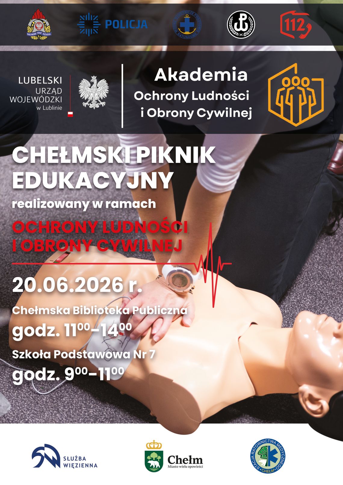 Chełm. Krasnystaw. Akademii Ochrony Ludności i Obrony Cywilnej 20 czerwca mieszkańcy Chełma i Krasnegostawu będą mogli nie tylko zdobyć wiedzę o pierwszej pomocy, ale przede wszystkim przećwiczyć ją w praktyce podczas Krajowego Treningu Pierwszej Pomocy.
