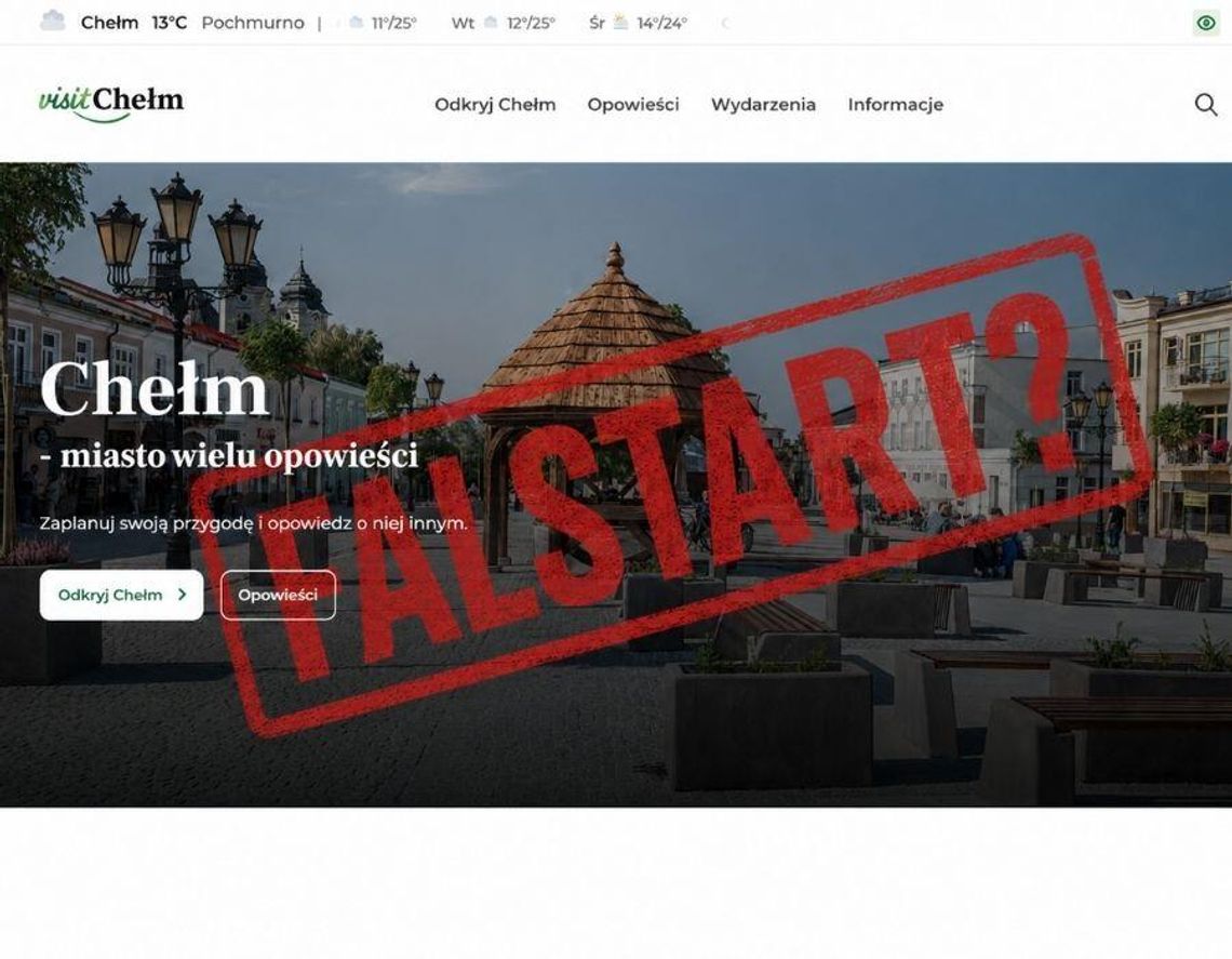 Nowa platforma turystyczna visitchelm.pl miała być sercem ogólnopolskiej kampanii promocyjnej Chełma. Krótko po uruchomieniu serwis przestał być dostępny, a na stronie pojawił się komunikat o przerwie technicznej.