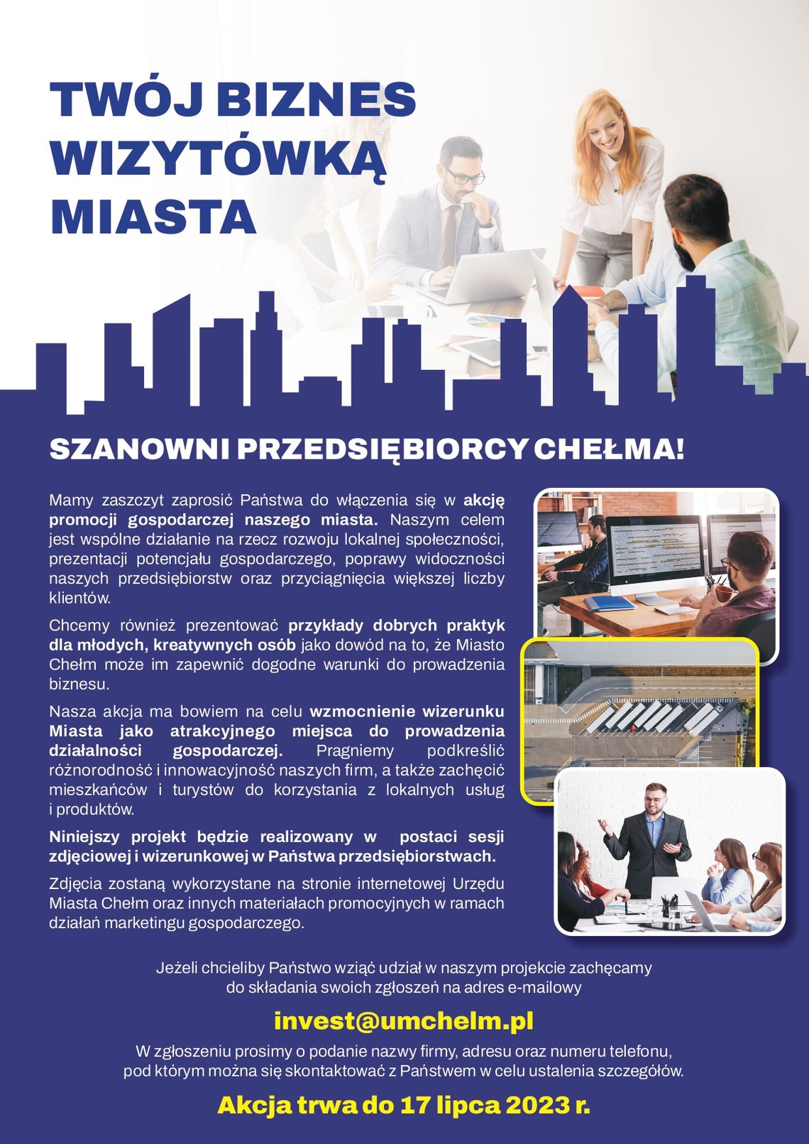 Chełm. Miasto zaprasza przedsiębiorców na sesję zdjęciową Chełm. Miasto zaprasza przedsiębiorców na sesję zdjęciową