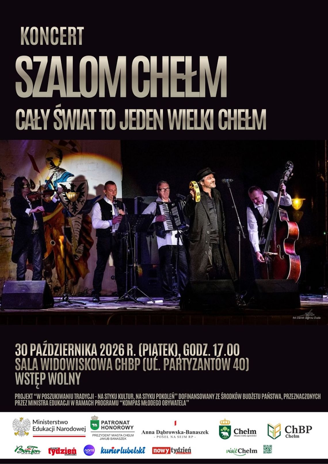 Chełm. Muzyczna podróż do świata dawnych sztetli Szalom Chełm wystąpi 30 października w Chełmskiej Bibliotece Publicznej.
