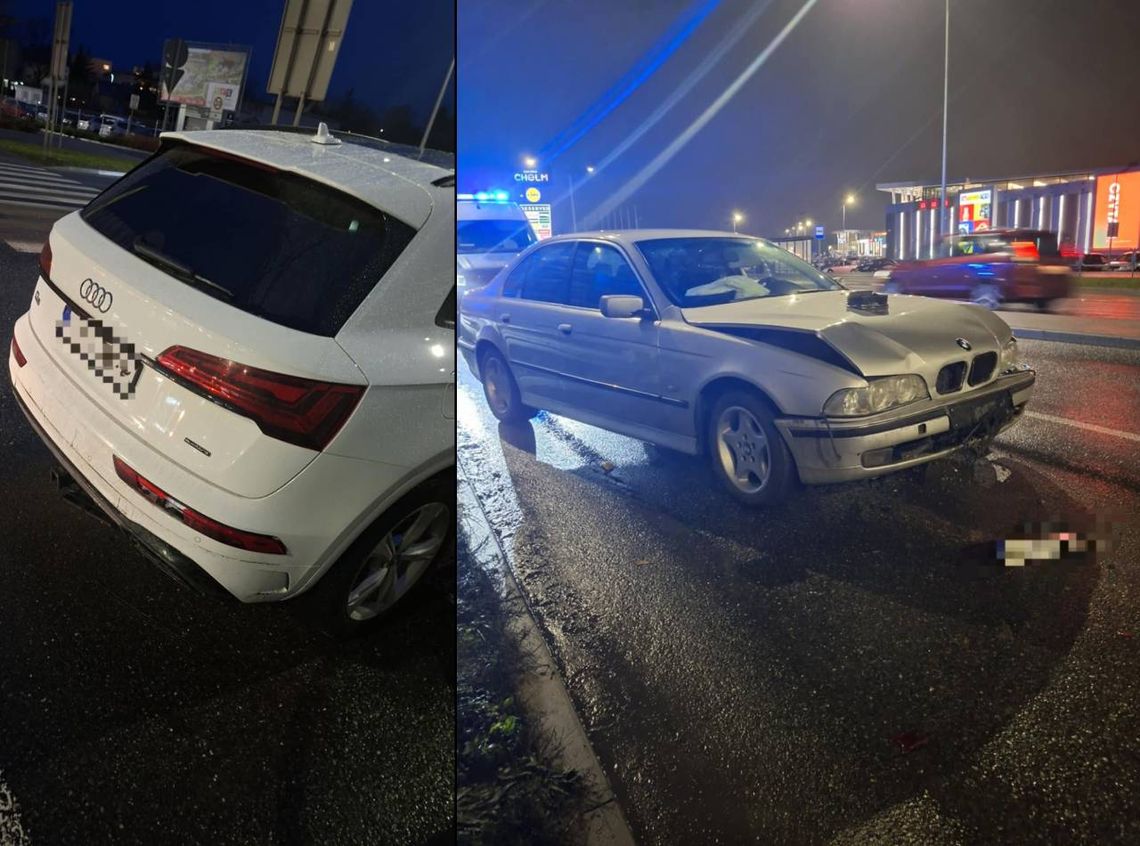 Chełm. Niebezpiecznie na Rejowieckiej. BMW wjechało w audi, a audi potrąciło pieszą Chełm. Niebezpiecznie na Rejowieckiej. BMW wjechało w audi, a audi potrąciło pieszą