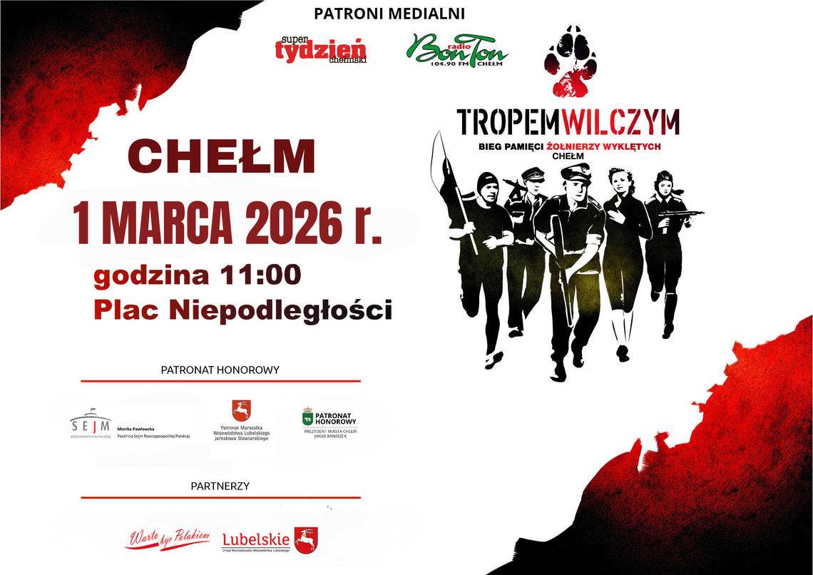 Chełm. Pamięć o Żołnierzach Wyklętych na sportowo 1 marca w Chełmie odbędzie się kolejna odsłona ogólnopolskiego projektu „Bieg Tropem Wilczym”.