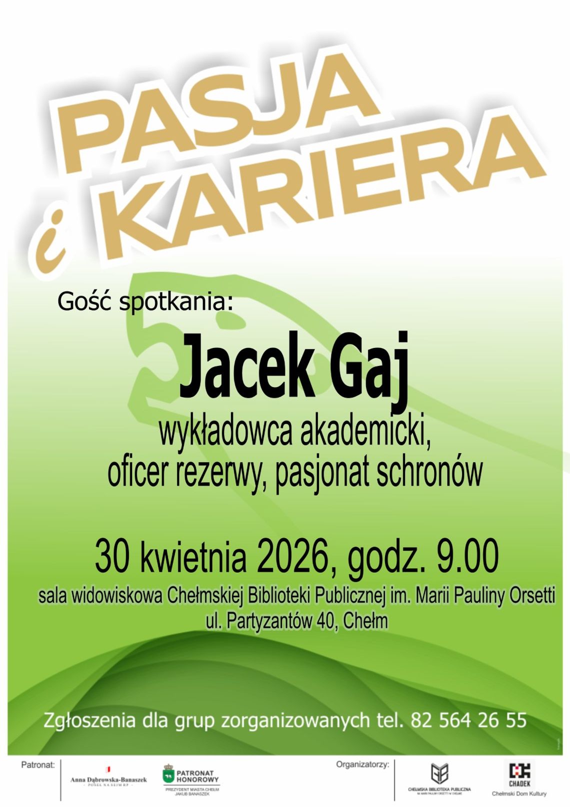 Spotkanie zaplanowano na 30 kwietnia na godzinę 9:00 w sali widowiskowej Chełmskiej Biblioteki Publicznej.