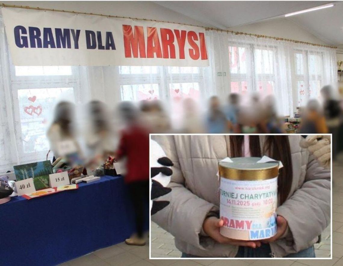 Podczas akcji charytatywnej „Gramy dla Marysi” w SP nr 8 w Chełmie. Na zdjęciu dyrektorka szkoły Beata Tomaszczuk oraz wiceprezydent Chełma Dorota Cieślik.