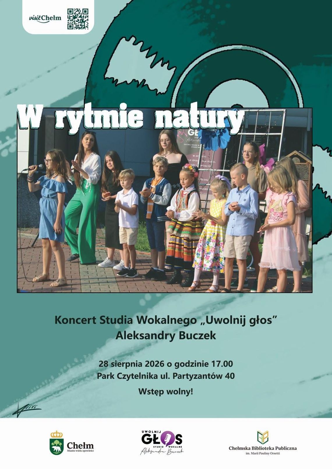 28 sierpnia o godzinie 17:00 w Chełmskiej Bibliotece Publicznej odbędzie się plenerowy koncert pod hasłem „W rytmie natury”.