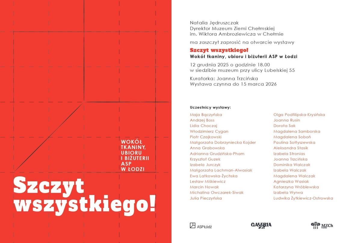 Chełm. Podwójne otwarcie wystaw w Galerii 72 Muzeum Ziemi Chełmskiej Wernisaż odbędzie się 12 grudnia o godzinie 18:00 w siedzibie muzeum przy ul. Lubelskiej 55.