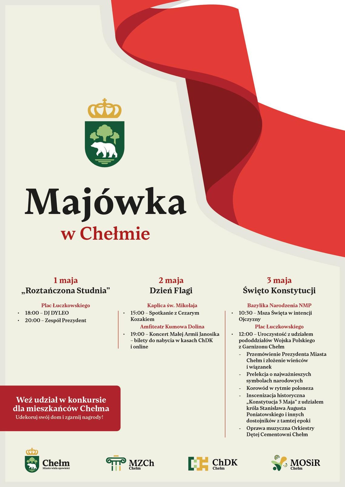 Majowy weekend w Chełmie wypełnią liczne wydarzenia o charakterze kulturalnym, rozrywkowym oraz patriotycznym.