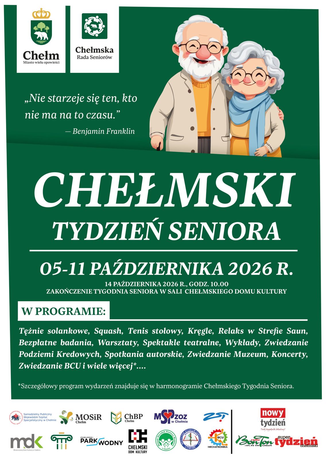 "Chełmski Tydzień Seniora" odbędzie od 5 do 11 października.