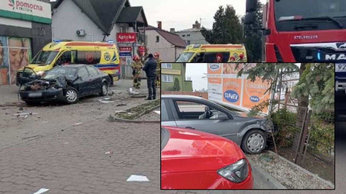 Chełm. Uderzył w słup i dwa samochody! Dwie osoby zabrane do szpitala