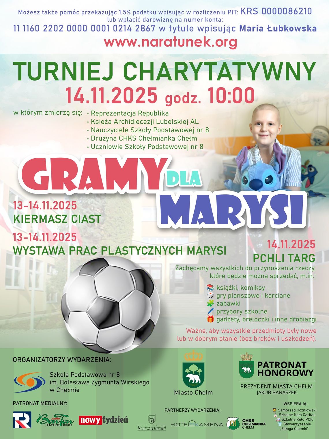 Pod hasłem "GRAMY DLA MARYSI!" rusza wielki turniej charytatywny oraz kiermasz