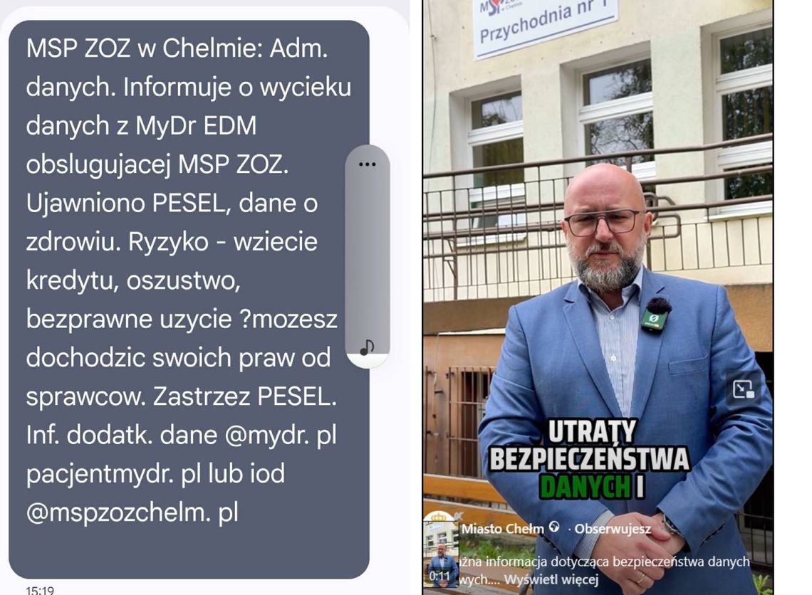 Chełm. Wyciek danych uderzył też w pacjentów miejskiego ZOZ-u. Dyrektor placówki wyjaśnia Chełm. Wyciek danych uderzył też w pacjentów miejskiego ZOZ-u. Dyrektor placówki wyjaśnia