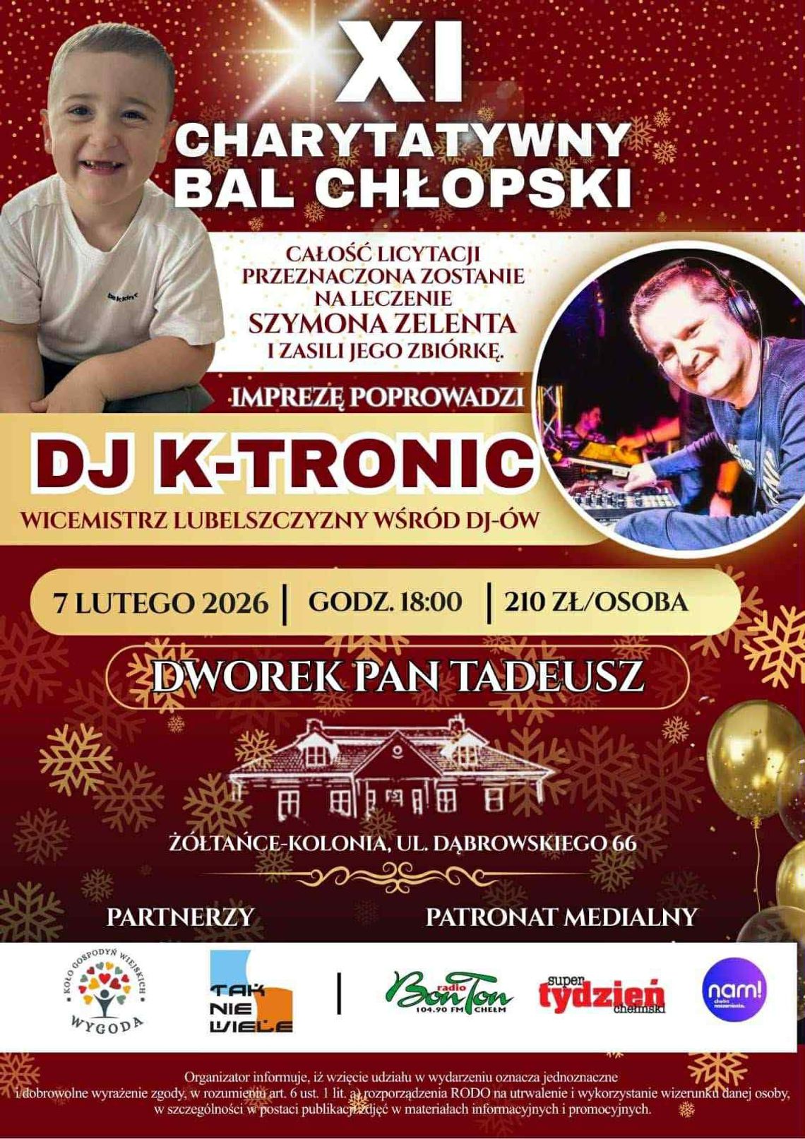 Chełm. XI Charytatywny Bal Chłopski w szczytnym celu już w sobotę. Licytacje pomogą w leczeniu Szymona Zelenta