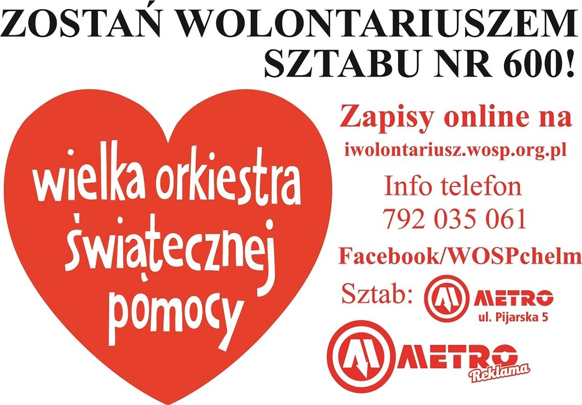 Chełm. ZAGRAJ W NAJWIĘKSZEJ ORKIESTRZE ŚWIATA! WOŚP czeka na wolontariuszy