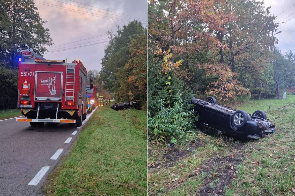 Dachowanie Hondy w Mszannie. Kierowca na szczęście uniknął obrażeń Dachowanie Hondy w Mszannie. Kierowca na szczęście uniknął obrażeń
