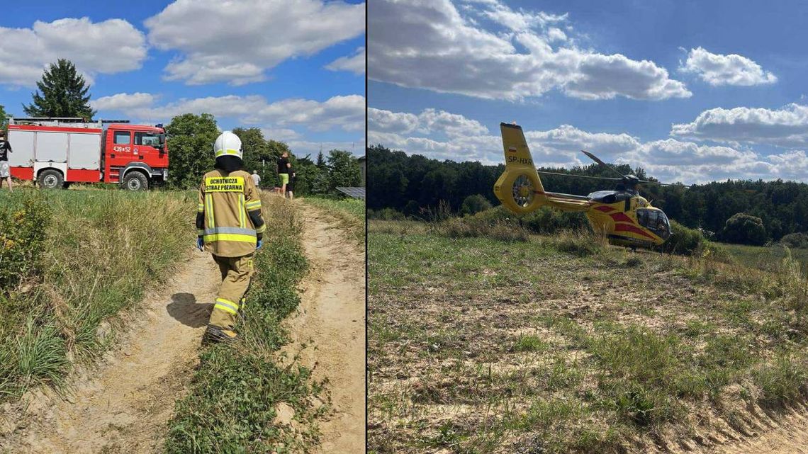 Dramatyczny wypadek 15-latka na rowerze. Interweniował śmigłowiec LPR