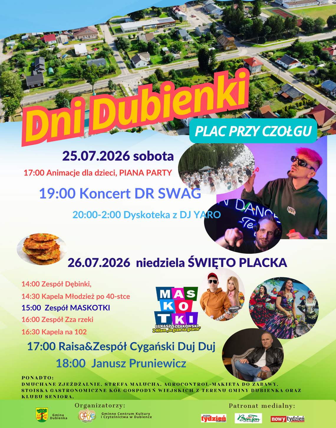 Dubienka. Dwa dni koncertów, zabawy i rodzinnych atrakcji Dni Dubienki 2026 odbędą się 25 i 26 lipca.