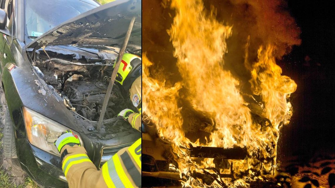 Dwa pożary samochodów jednego dnia w Wólce Kańskiej i w Chełmie