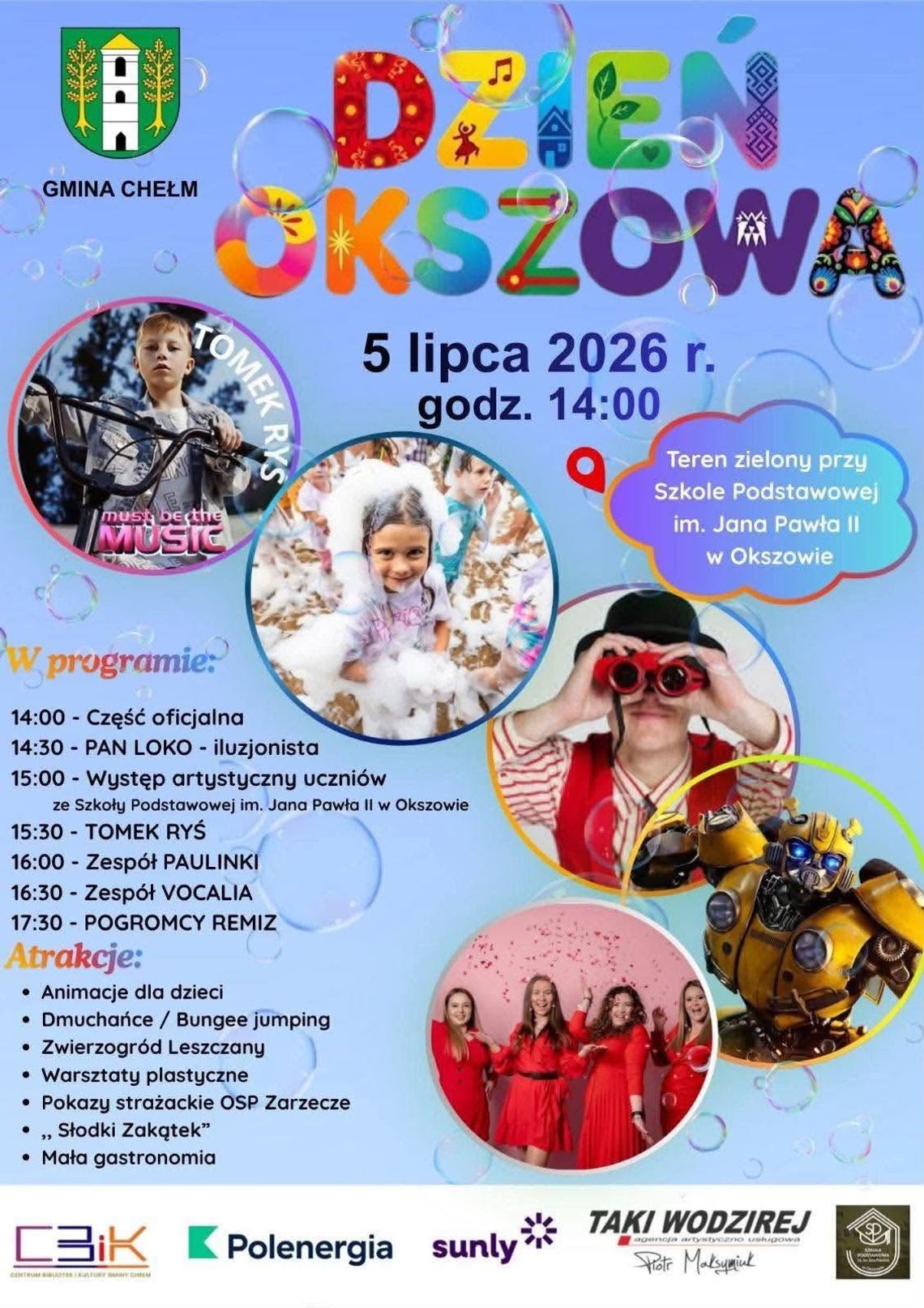 Gm. Chełm. Muzyka, iluzja i rodzinne atrakcje podczas Dnia Okszowa Dzień Okszowa zaplanowano na 5 lipca, a wydarzenie rozpocznie się o godzinie 14:00.