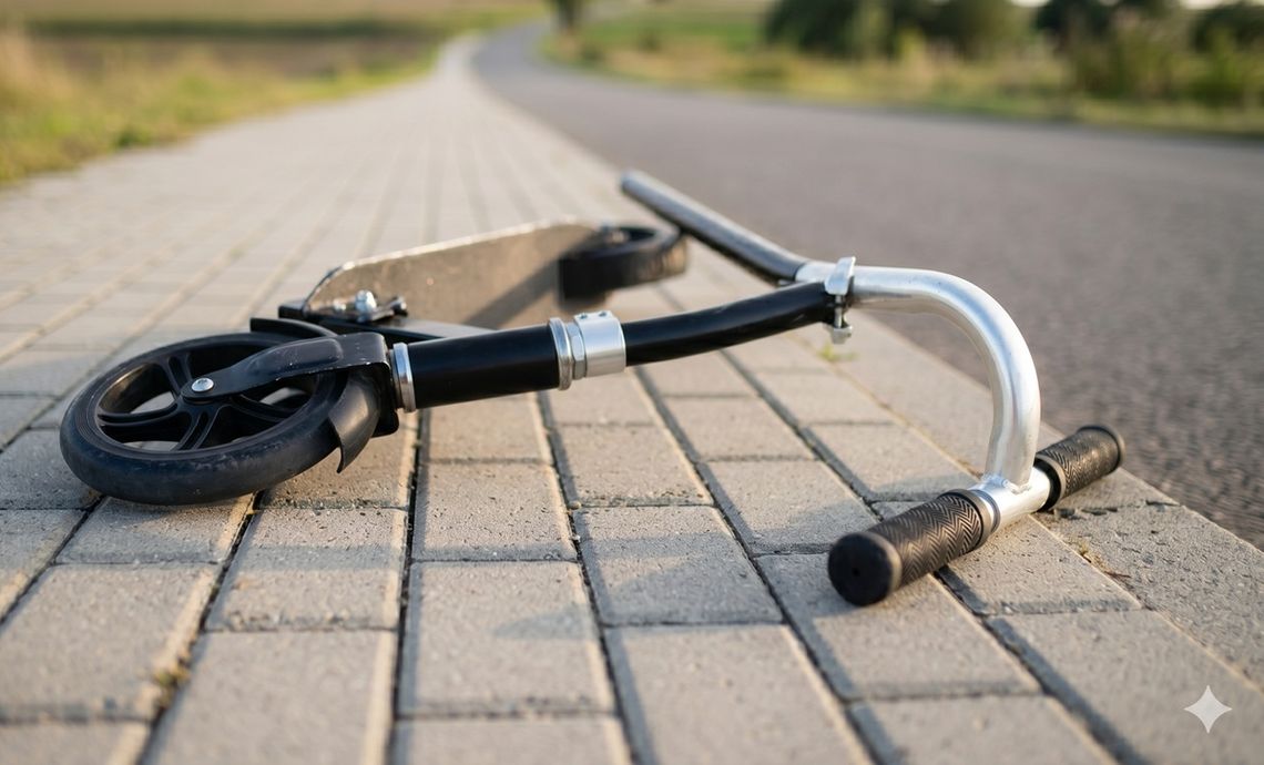 Gm. Chełm. Niefortunny upadek 13-latka, jadącego hulajnogą. Chłopiec trafił do szpitala