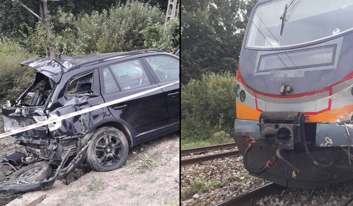 Gm. Chełm. O włos od tragedii! Pociąg pasażerski zderzył się z bmw