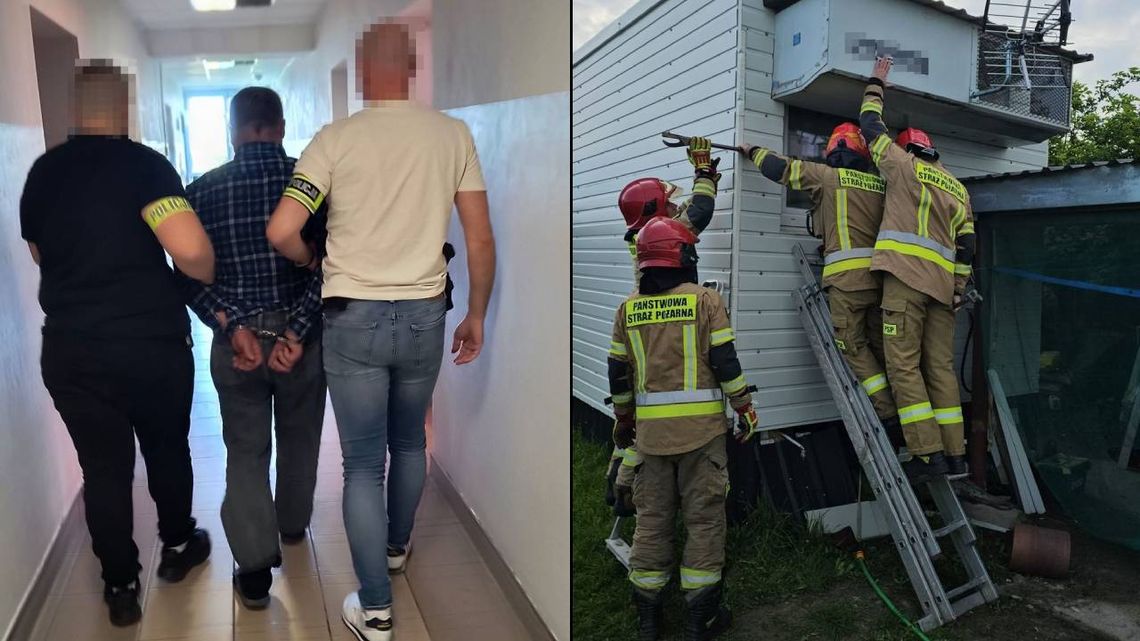 Gm. Chełm. Zamknął się w kontenerze i udawał, że go nie ma. Policjanci wezwali strażaków