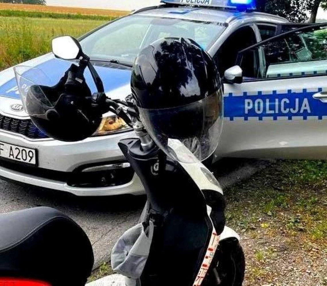 Pijany motorowerzysta wjechał pod koła policyjnego radiowozu