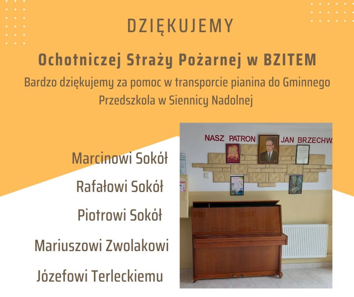 Gm. Krasnystaw. Psycholog podarowała przedszkolu pianino