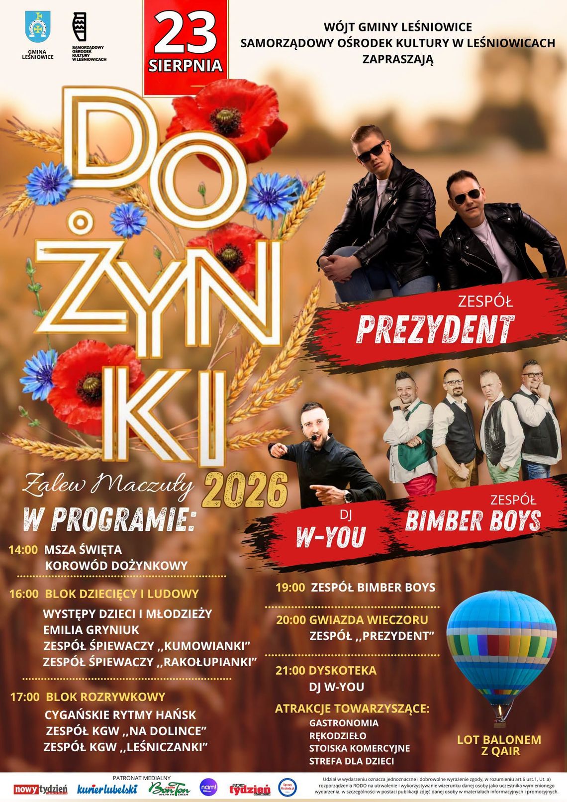 Gm. Leśniowice. Muzyka, korowód i wspólne świętowanie nad Zalewem Maczuły 23 sierpnia w Horodysku odbędą się Dożynki Gminne nad Zalewem Maczuły.