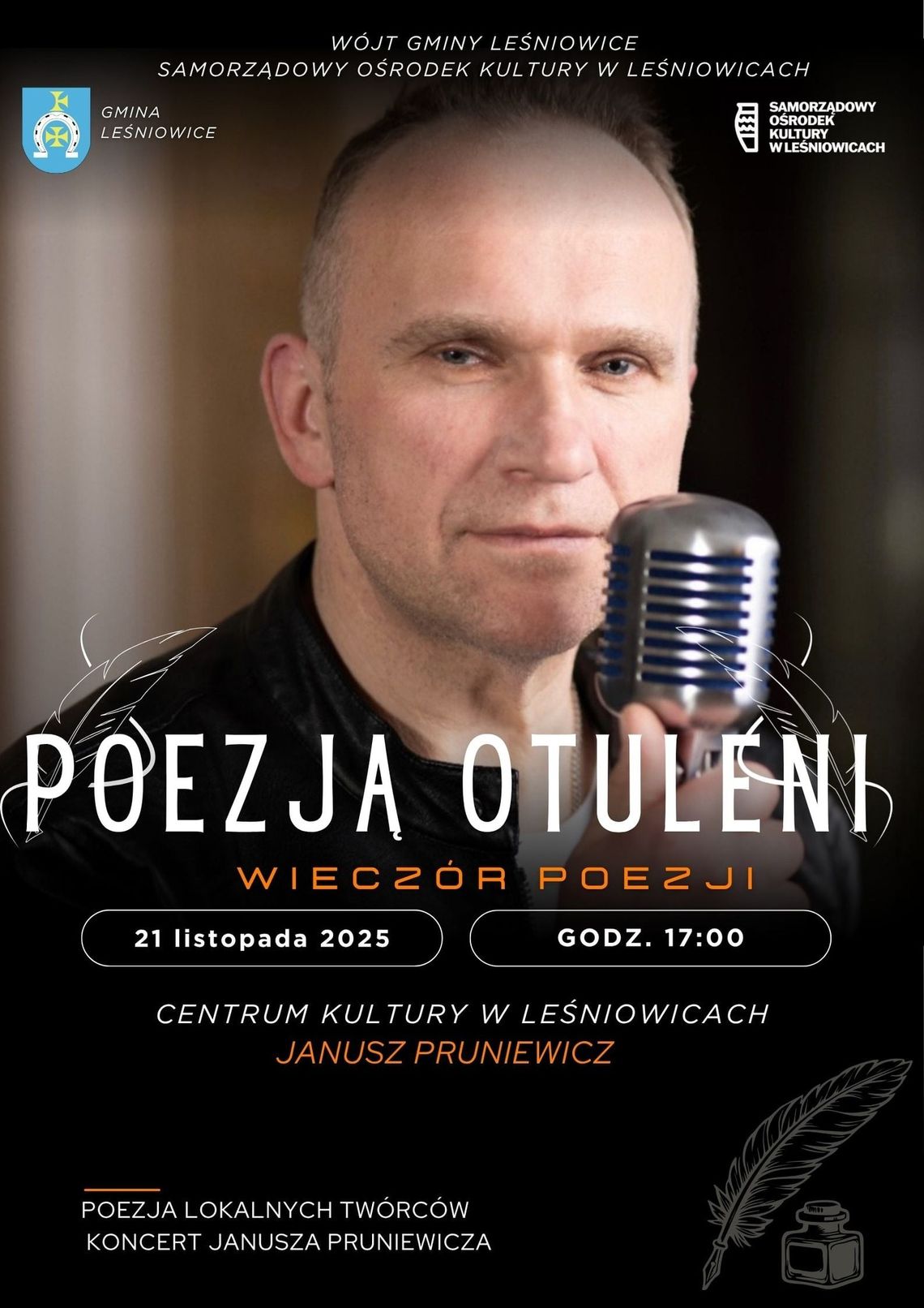 Gm. Leśniowice. Wieczór poetycki w Centrum Kultury w Leśniowicach 21 listopada o godzinie 17:00 rozpocznie się wydarzenie "Poezją Otuleni" w Centrum Kultury w Leśniowicach.