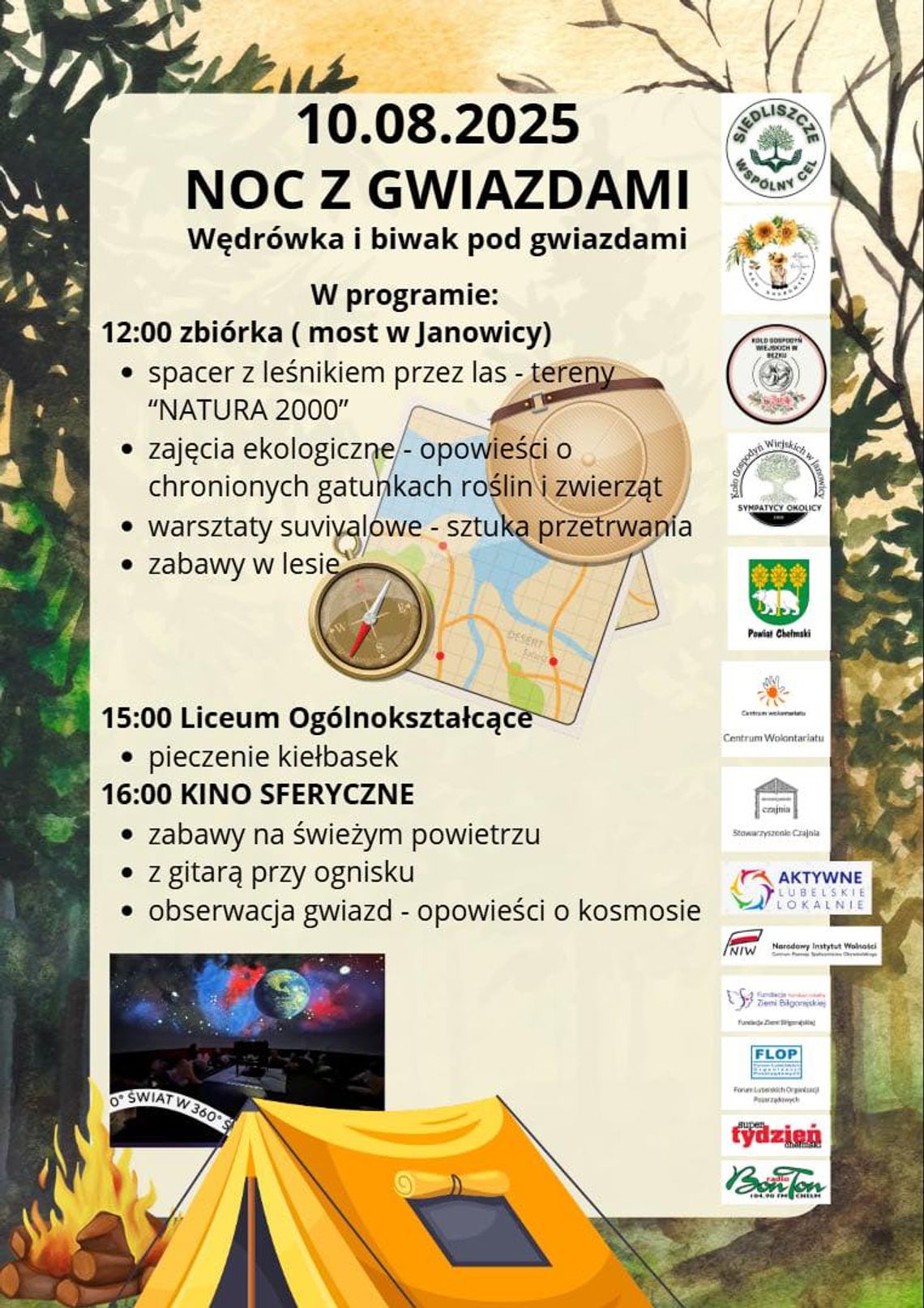 gm. Siedliszcze. Wędrówka i biwak pod gwiazdami