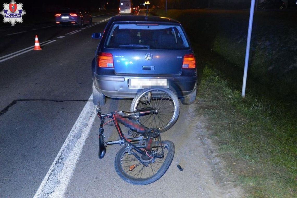 Nastolatek potrącony przez samochód. Nie miał kasku, oświetlenia i nie ustąpił pierwszeństwa