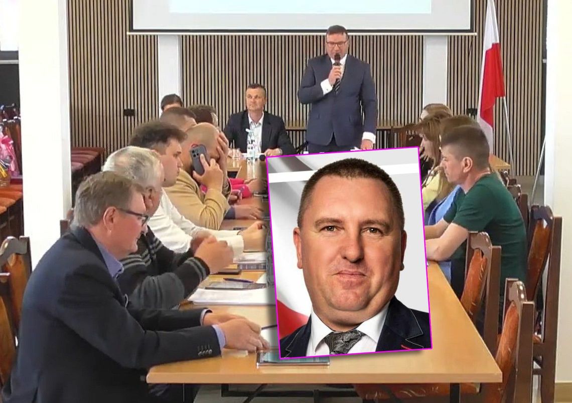 Gm. Urszulin. Zdecydowane zwycięstwo. Sylwester Proniuk nowym radnym zdjęcie sylwestra proniuka na tle kadu z sesji rady gminy urszulin