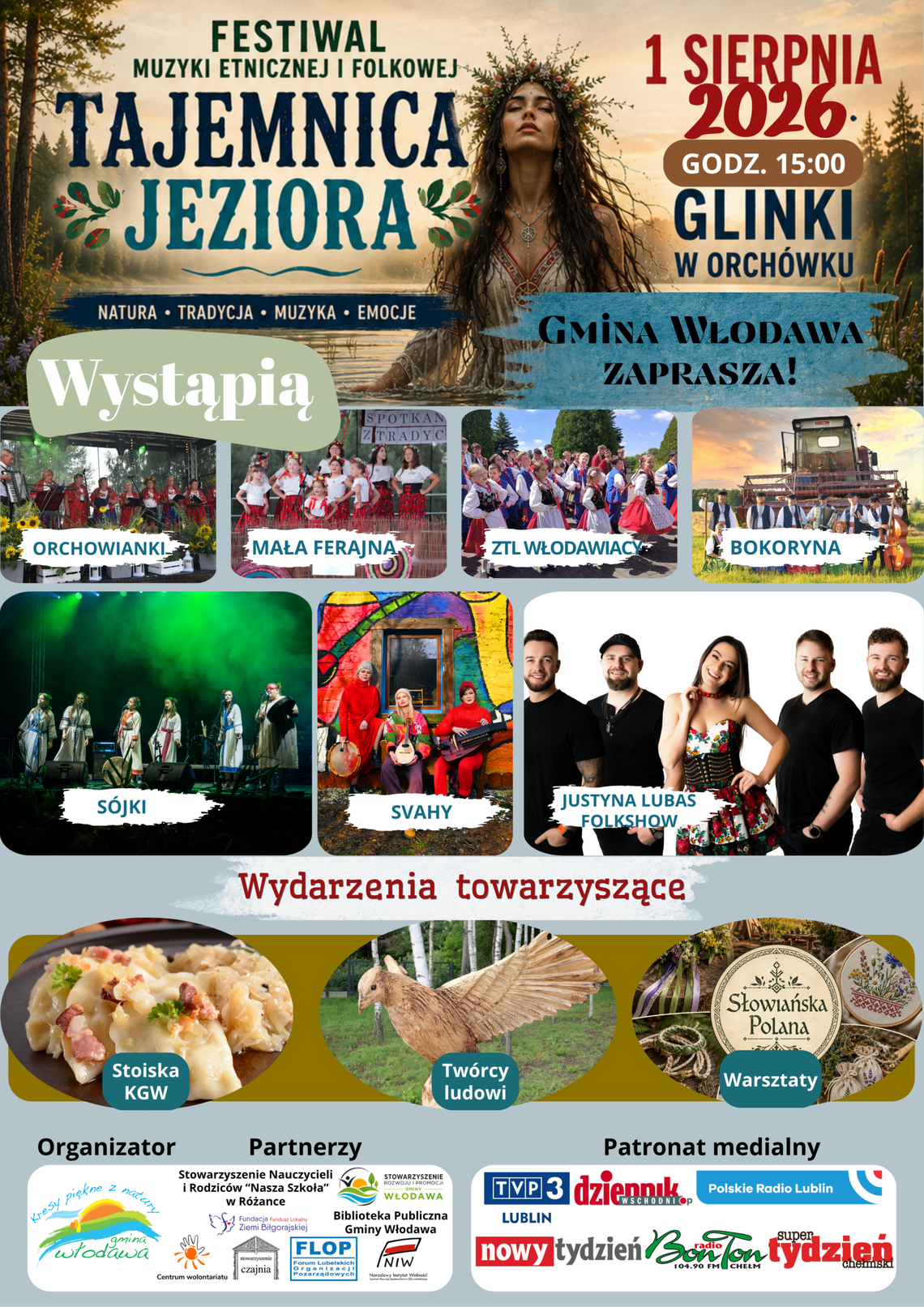 1 sierpnia w Glinkach w Orchówku odbędzie się festiwal „Tajemnica Jeziora”.