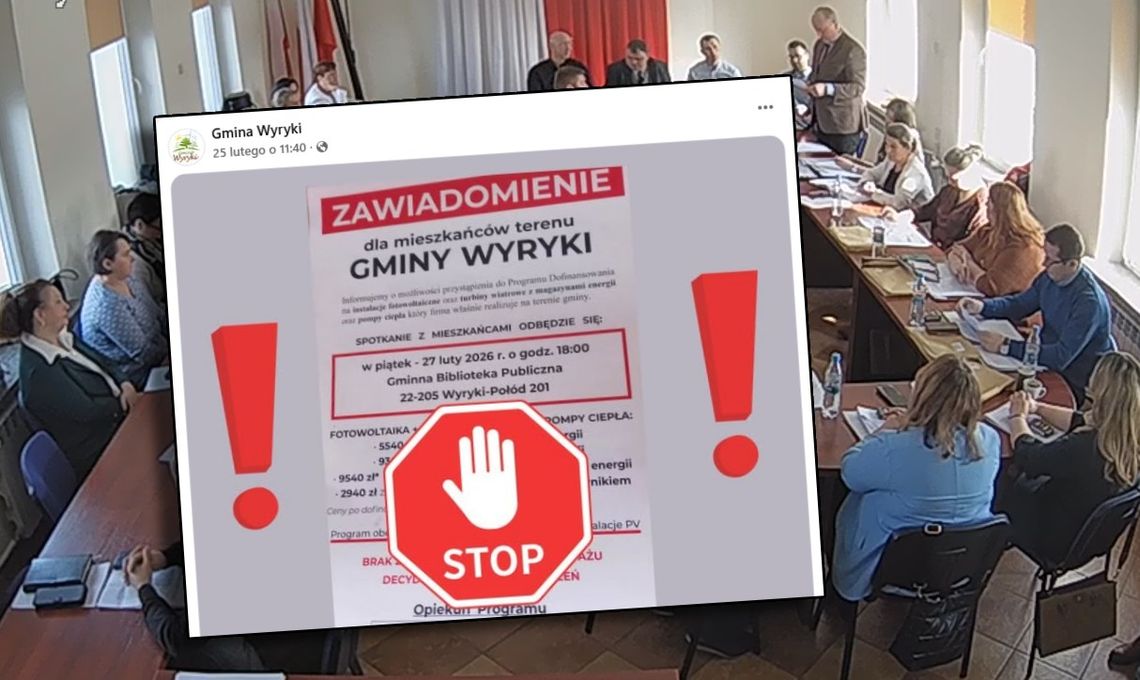 apel o ostrożność i kadr z sesji rady gminy wyryki