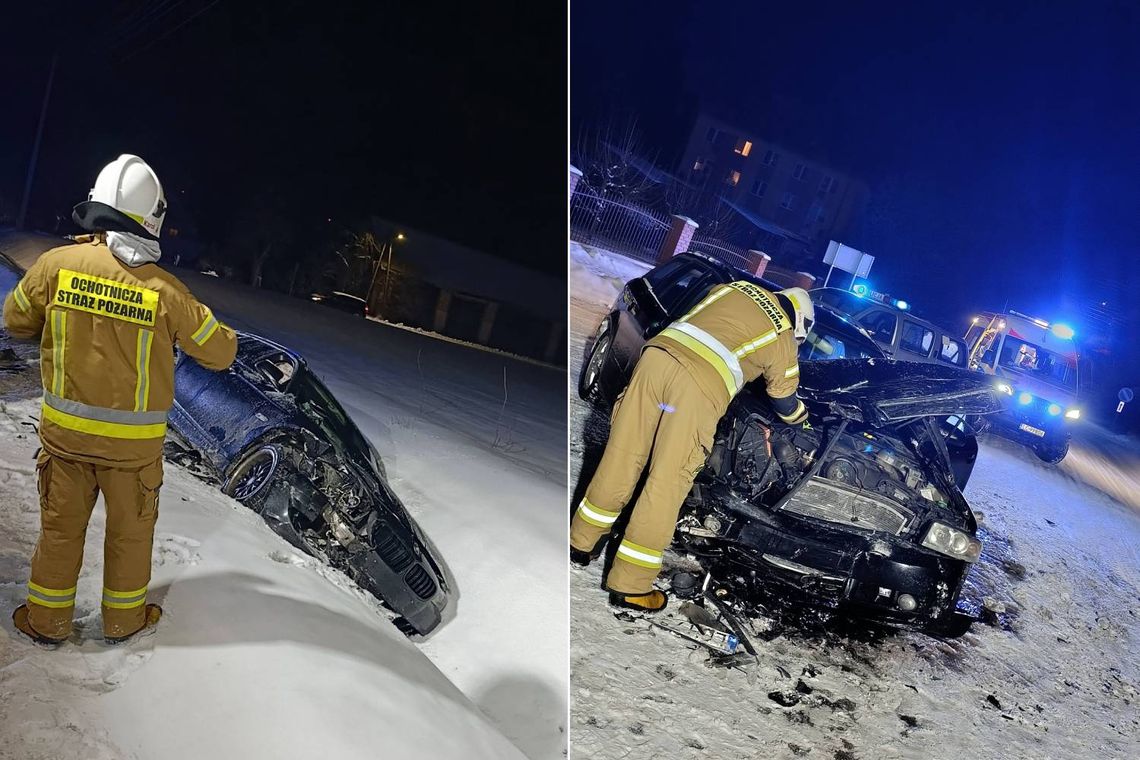 Gm. Żółkiewka. Zderzenie dwóch aut na skrzyżowaniu. Kierowca trafił do szpitala