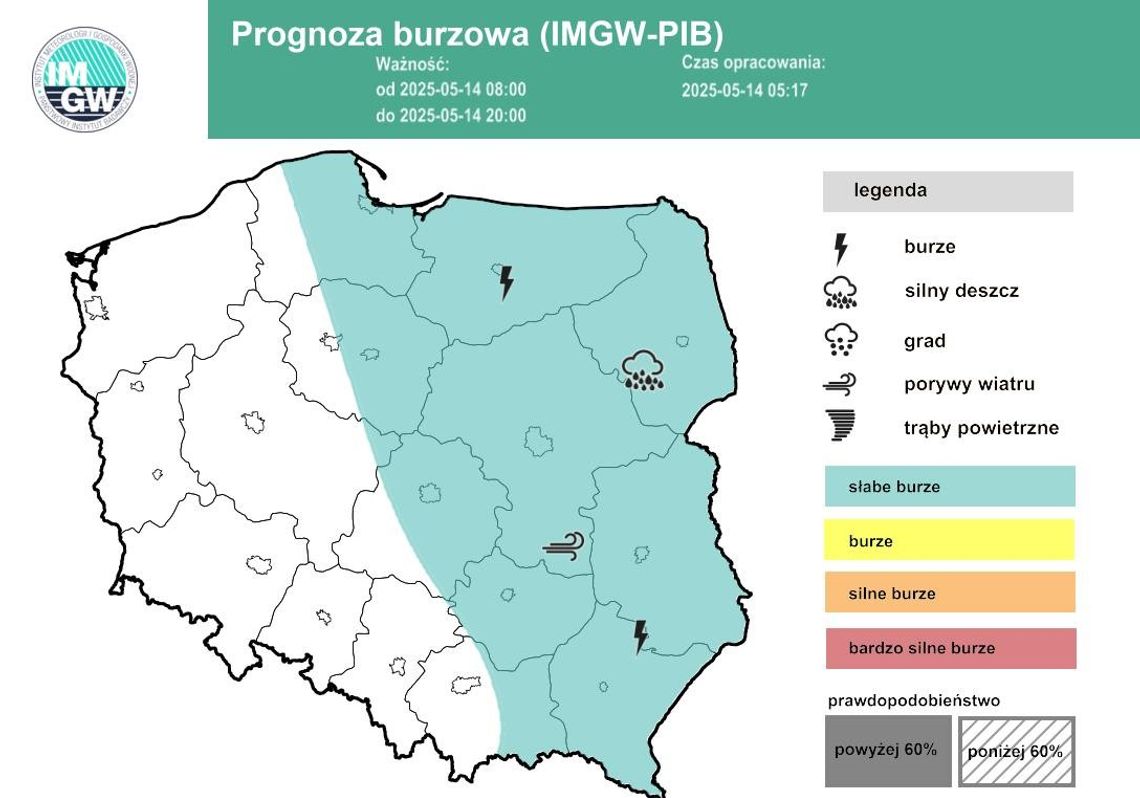 IMGW ostrzega: Będą burze i może spaść grad
