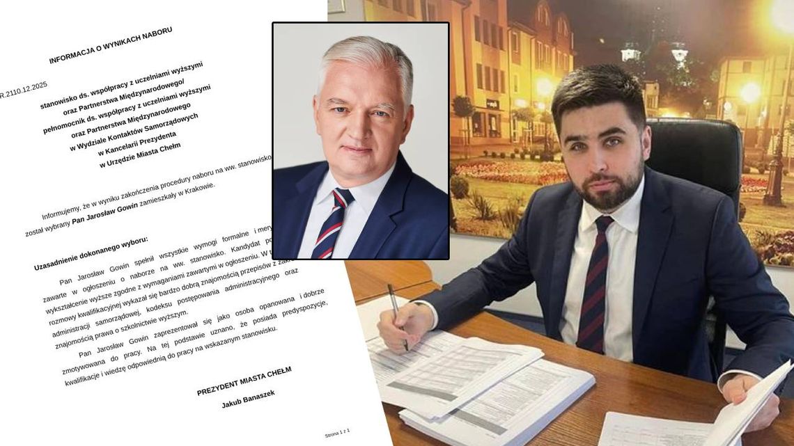 Jarosław Gowin nowym pełnomocnikiem w Kancelarii Prezydenta Chełma Jarosław Gowin nowym pełnomocnikiem w Kancelarii Prezydenta Chełma
