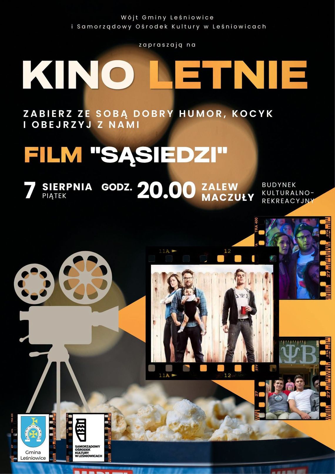 Kino letnie na Maczułach. W piątek bezpłatny seans nad zbiornikiem w Horodysku 7 sierpnia o 20:00 nad zbiornikiem Maczuły w Horodysku odbędzie się bezpłatny seans kina letniego. W repertuarze komedia „Sąsiedzi”.