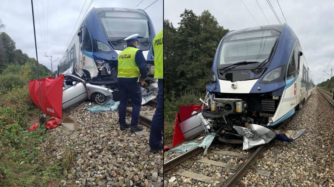 Koszmar na przejeździe kolejowym! Pociąg sunął samochód przez kilkaset metrów