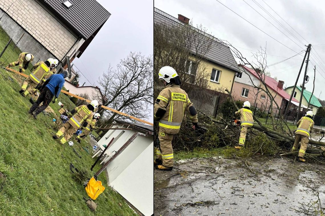 Krajobraz po burzy. Zerwane dachy, powalone drzewa. Strażacy w akcji [ZDJĘCIA]
