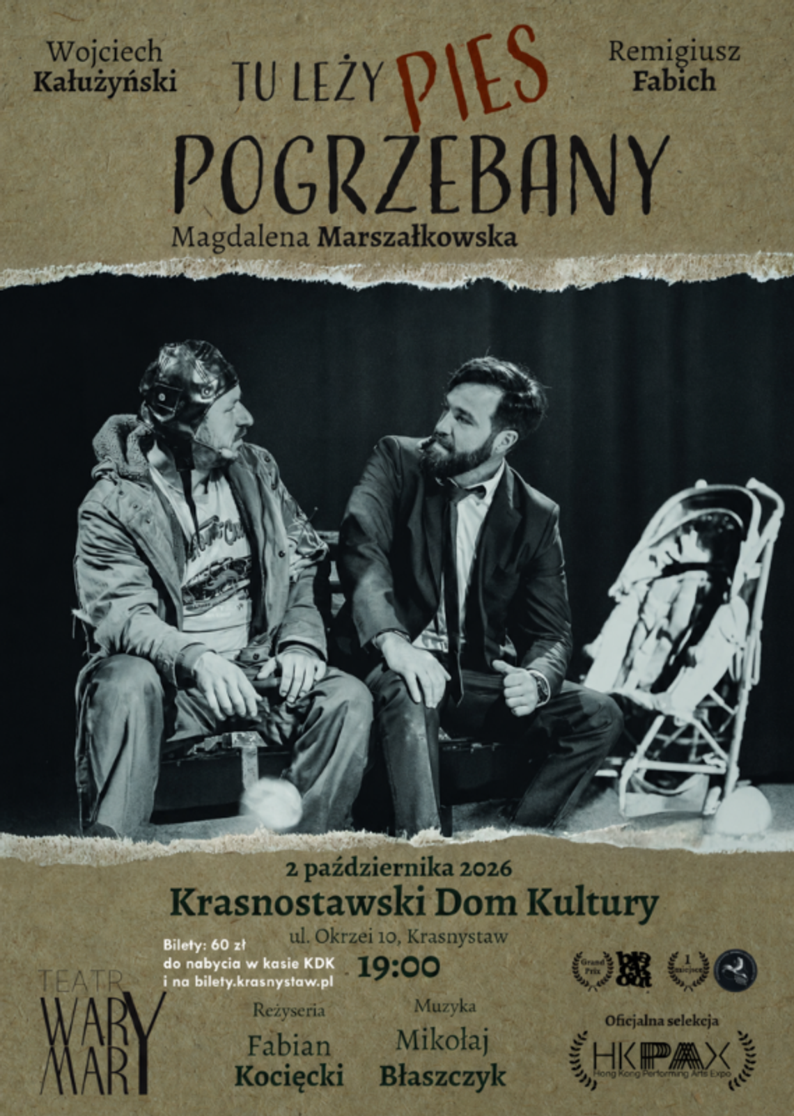 2 października o godzinie 19:00, na krasnostawskiej scenie domu kultury zaprezentuje się warszawski Teatr Wary Mary ze spektaklem „Tu leży pies pogrzebany”.
