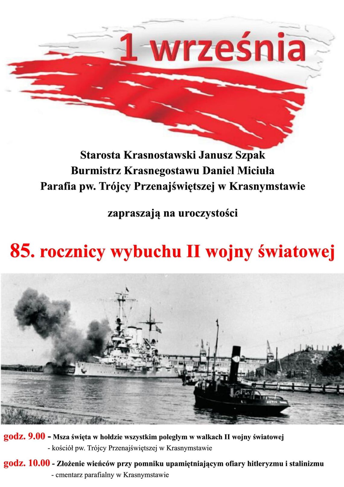 Krasnystaw. Uroczystość upamiętniająca wybuch II wojny światowej