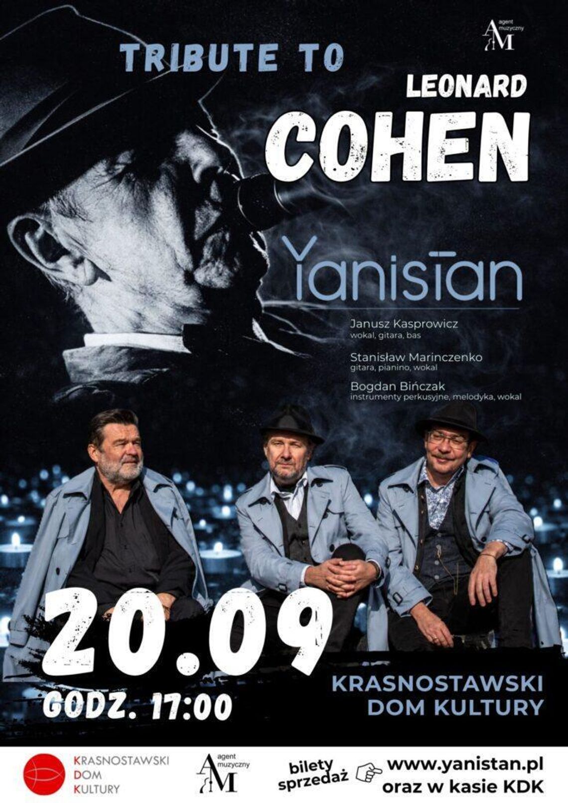 Krasnystaw. Wieczór z poezją i muzyką Leonarda Cohena 20 września w sali widowiskowej Krasnostawskiego Domu Kultury odbędzie się koncert zespołu, który zmierzy się z twórczością Leonarda Cohena.