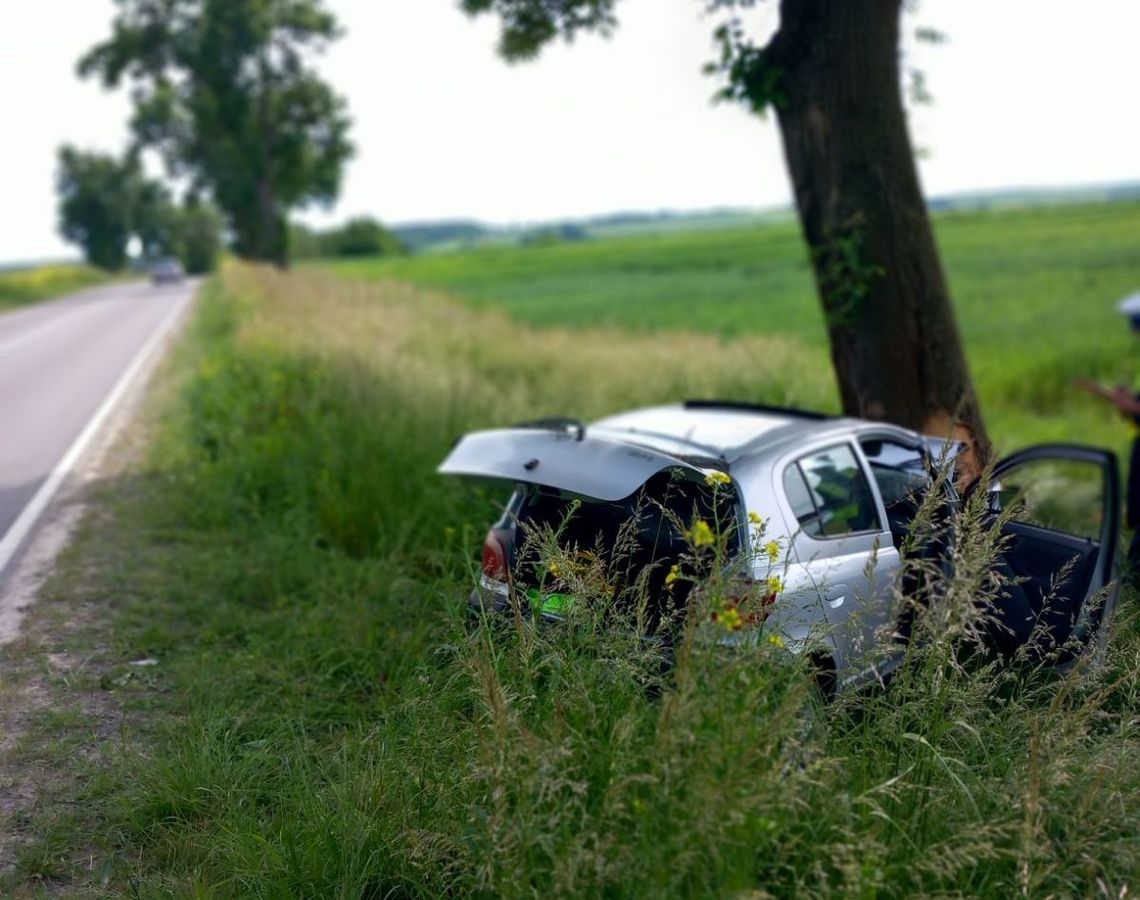 Zjechała z drogi i uderzyła w drzewo. Pasażerka walczy o życie