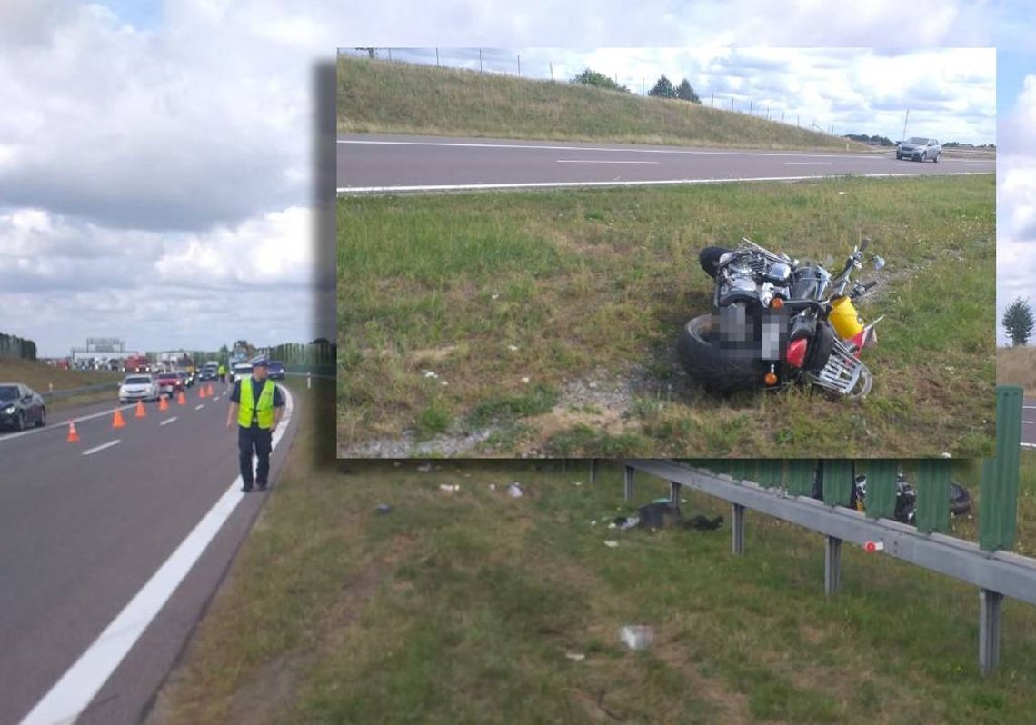 Lubelskie. Motocyklista zginął na drodze ekspresowej. Nie wiadomo, dlaczego nagle zjechał...