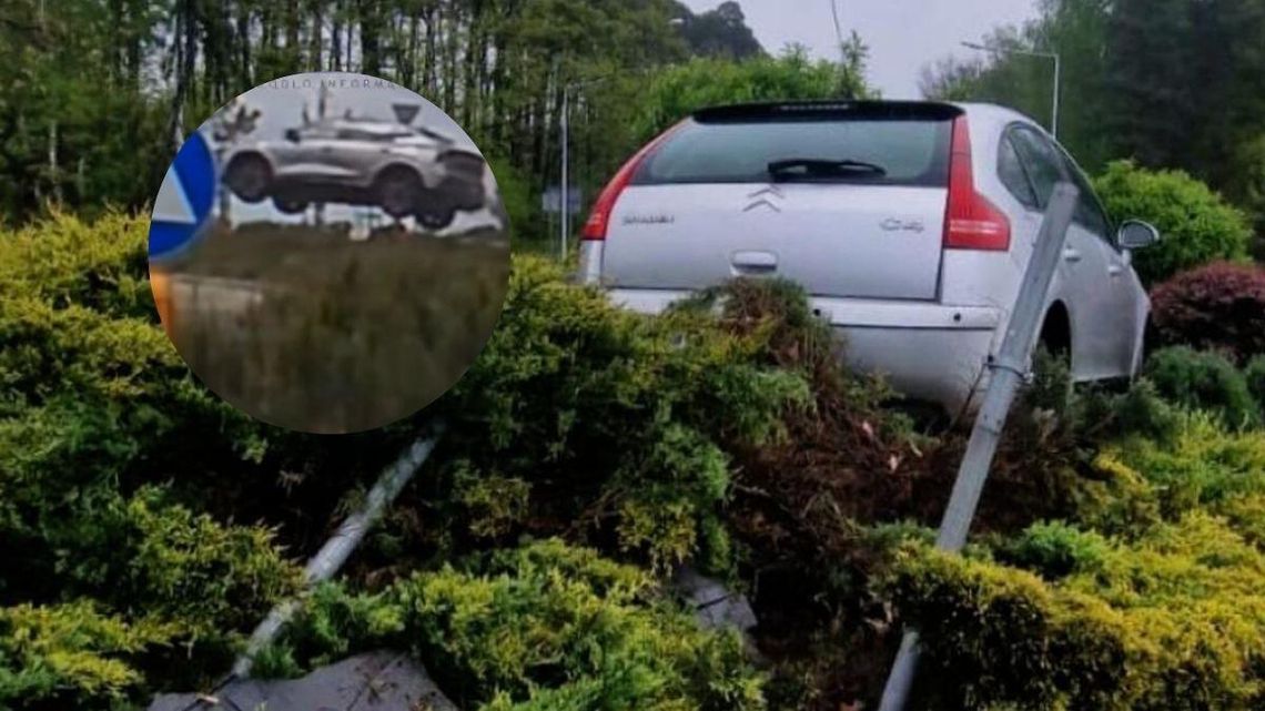 Z KRAJU. Nagle zaczął przyspieszać. Samochód przeleciał nad rondem. Kierowca mówi: awaria [WIDEO]