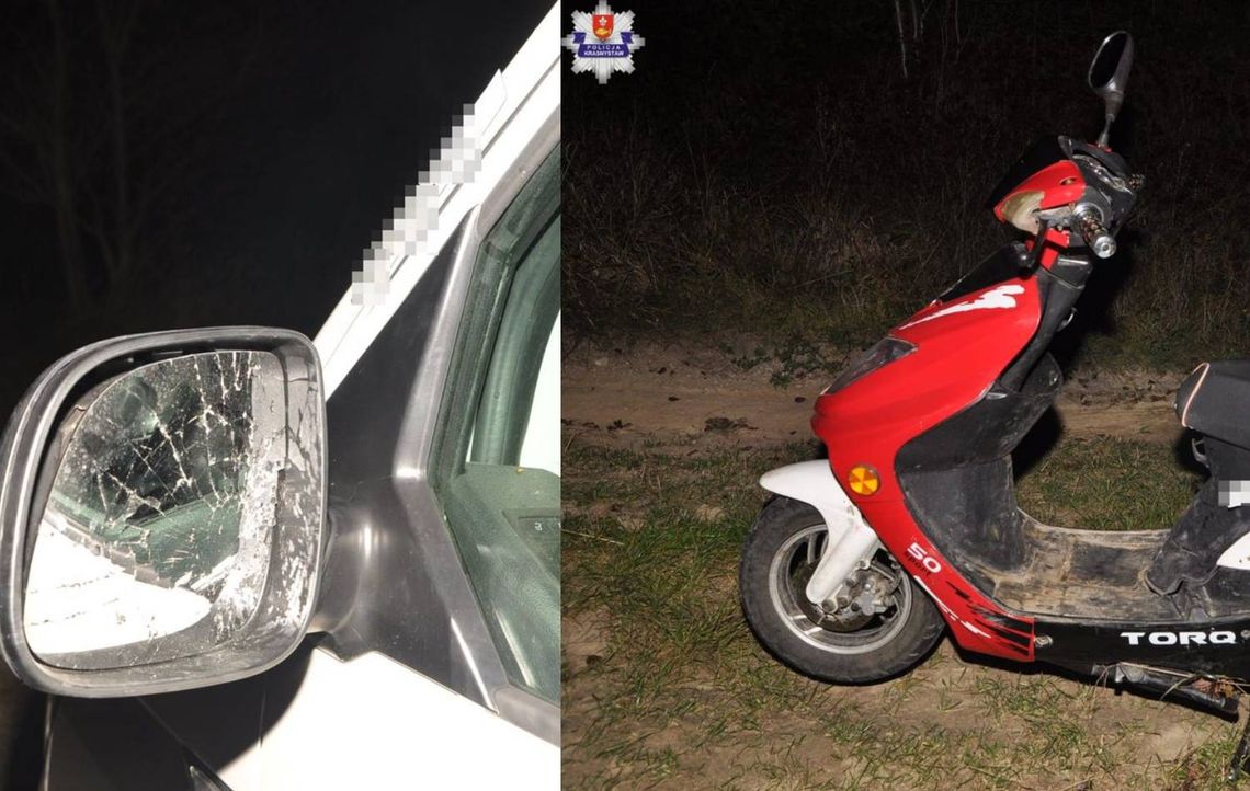 Najpierw jechał na skuterze, potem chował się przed policjantami w krzakach